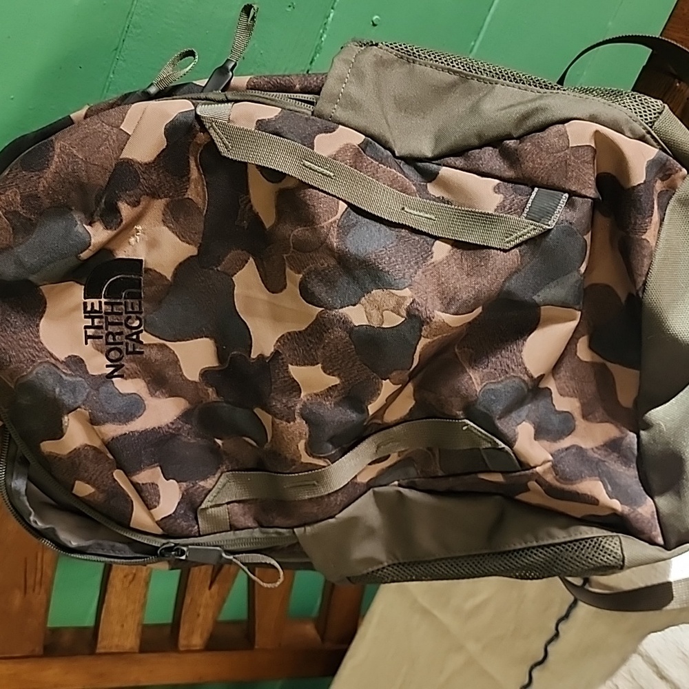 The North Face Vault Brown and Green Camouflage Backpack
